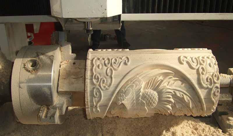 cnc router with rotary for engraving on round material
