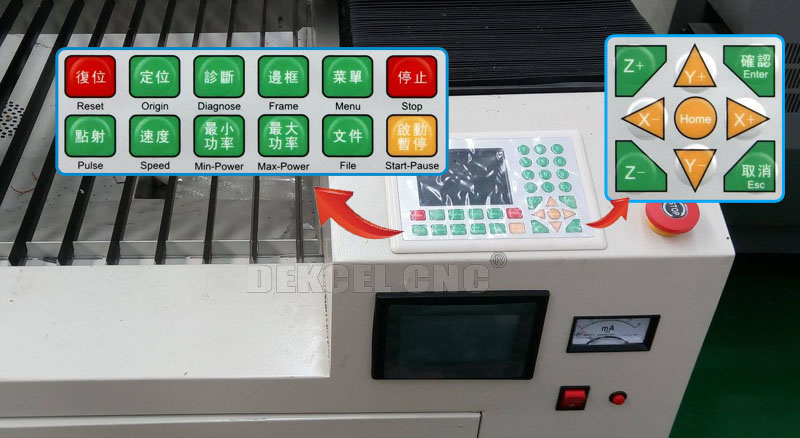 co2 150w metal laser cutting machine control panel
