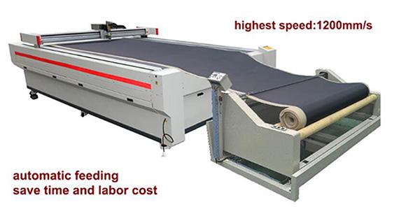 Garment pattern making machine oscillating knife cutting cardboard