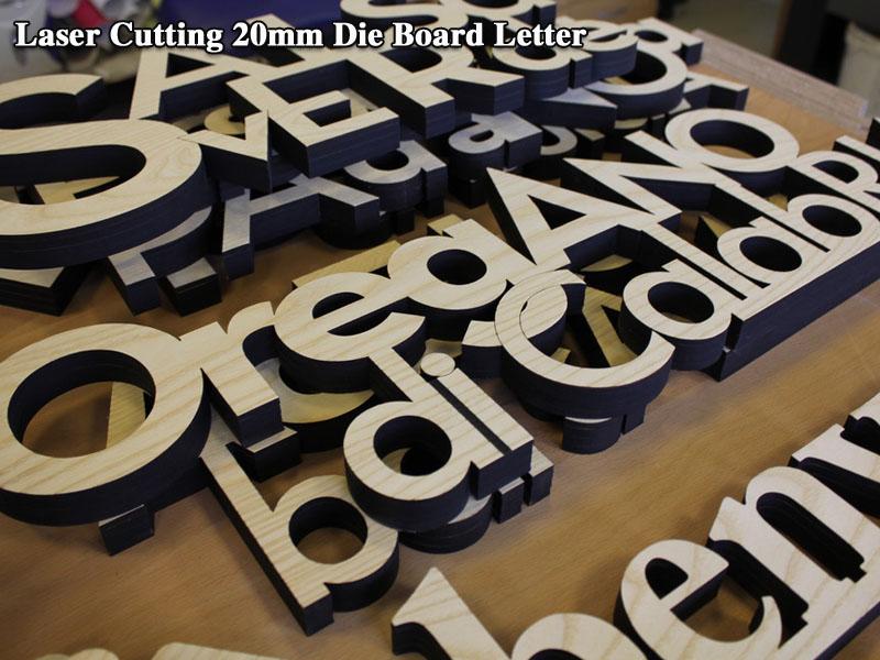 150w laser cutting 20mm die boad letter