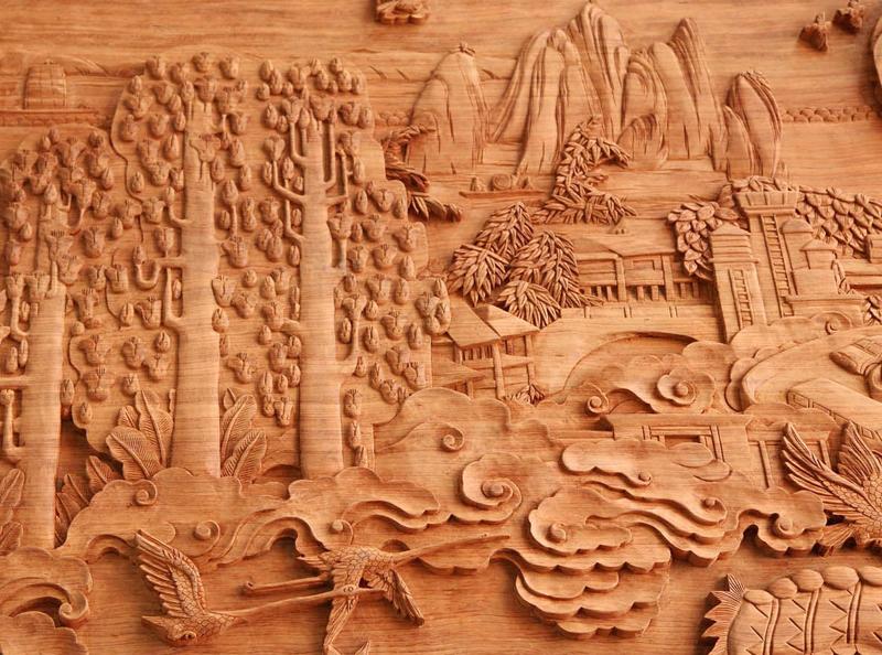 3D wood engraving router sample